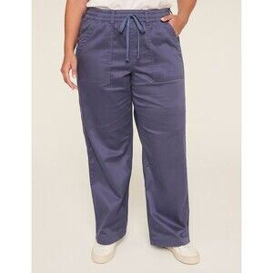 Lane Bryant Pull-On Super-Soft Straight Leg Chino Pants Women 24 Sateen Blue NEW